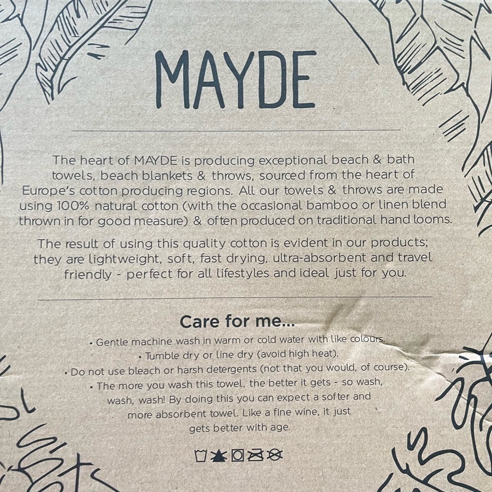 New Mayde Home Travel Bath 'Beach towel’ NWT 100% Natural cotton lightweight - Picture 4 of 4